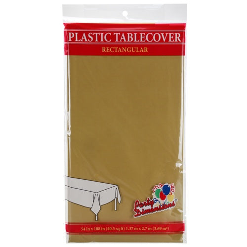 54" X 108" Rectangle Plastic Tablecover - Gold