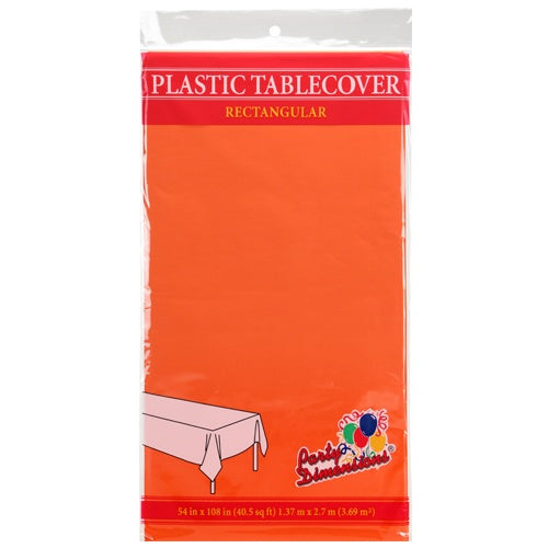 54" X 108" Rectangular Plastic Tablecover - Orange