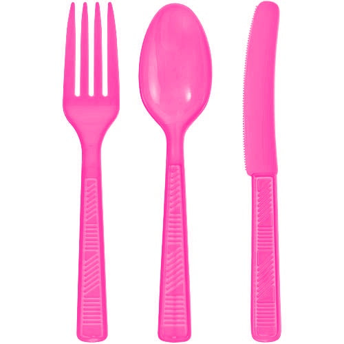 Hot Pink Cutlery Combo - 48 count
