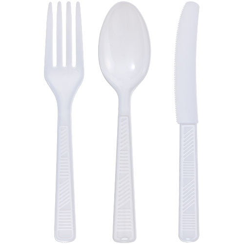 White Plastic Cutlery Combo Box - 300 Count
