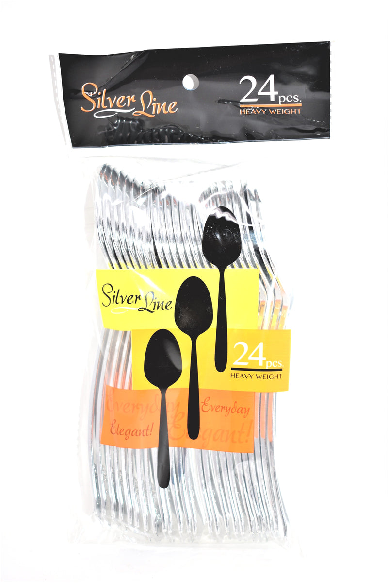 Silver Line Heavy Weight Fancy Disposable Dinner Spoons, 24 ct.