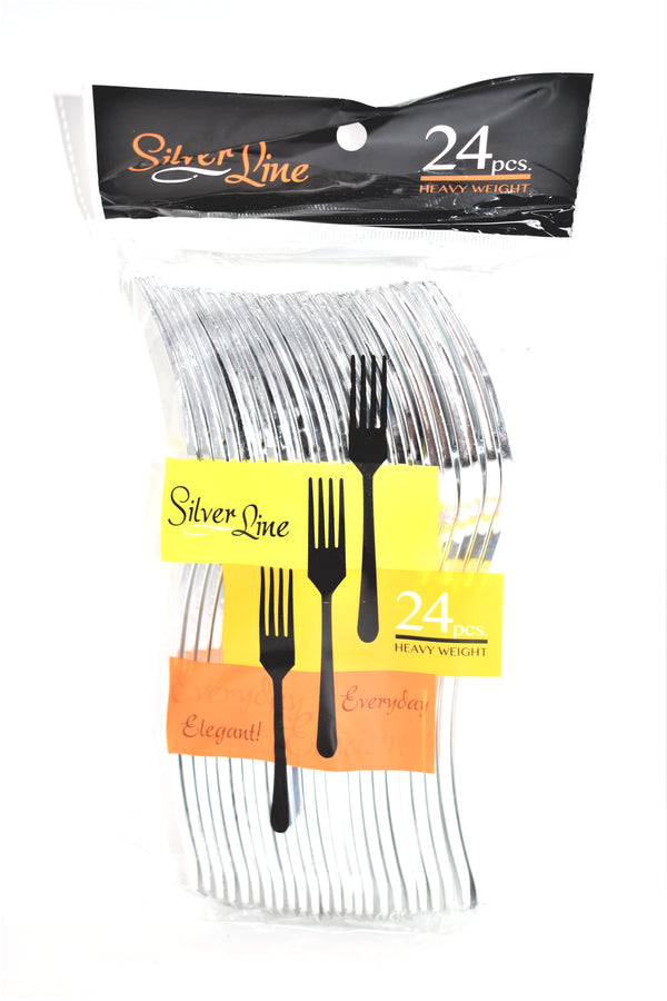 Silver Line Heavy Weight Fancy Disposable Forks, 24 ct.