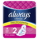 Always Classic Maxi Size 2 Sanitary Pads, 9 ct.