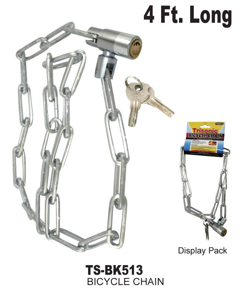 Bicycle Chain Lock With Keys, 4 ft.