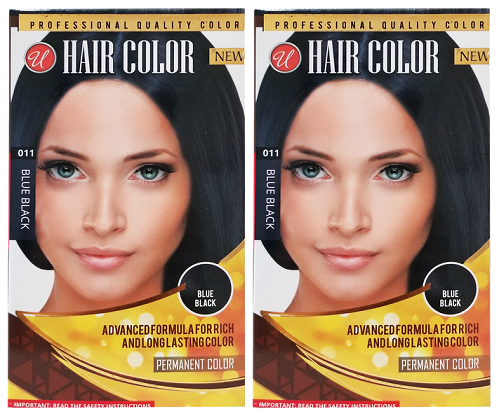 Blue Black Permanent Hair Color / Hair Dye (Pack of 2)