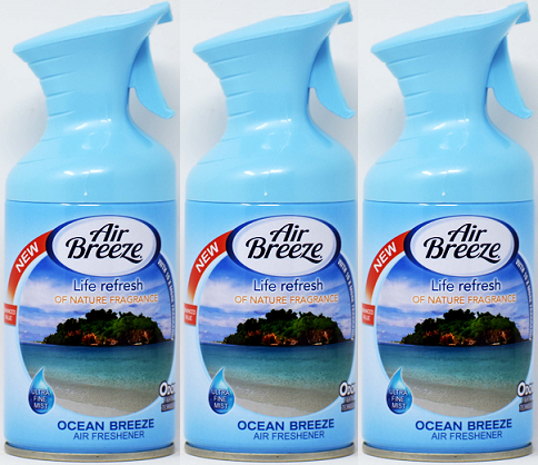 Mini Air Freshener - Ocean Breeze, 8.5 oz. (Pack of 3)