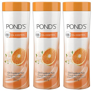 Pond's Oil Control Talc Orange Peel Extract & Sun Protection, 100g (Pack of 3)