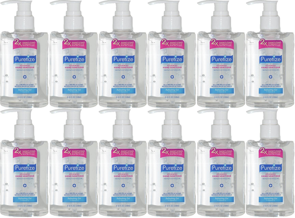 Puretize Hand Sanitizer Refreshing Gel + Vitamin E, 8.45 oz (Pack of 12)