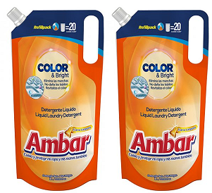 Ambar Detergente Liquido Liquid Laundry Detergent, 1L (Pack of 2)