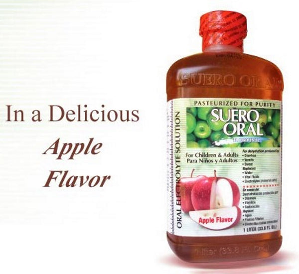 Suero Oral Manzana Apple Flavor Electrolyte Solution, 1 LT