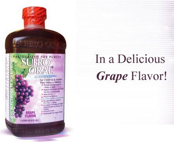 Suero Oral Uva Grape Flavor Electrolyte Solution, 1 LT