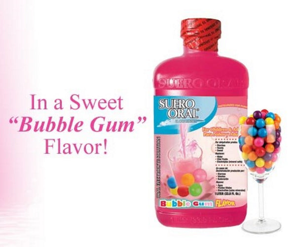 Suero Oral Bubble Gum Flavor Electrolyte Solution, 1 LT