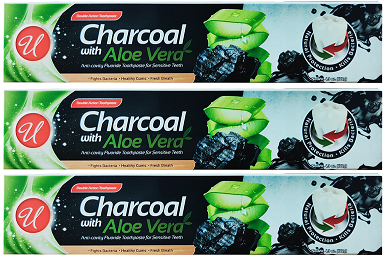 Charcoal With Aloe Vera Toothpaste, 4.3 oz (Pack of 3)