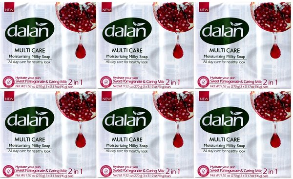 Dalan Sweet Pomegranate & Caring Milk Bar Soap, 3-Pack (Pack of 6)
