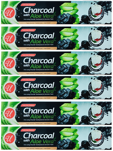 Charcoal With Aloe Vera Toothpaste, 4.3 oz (Pack of 6)