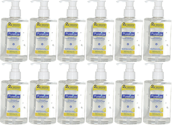 Puretize Hand Sanitizer Refreshing Gel + Vitamin E, 8.45 oz (Pack of 12)