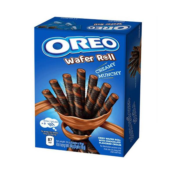 Oreo Wafer Roll with Chocolate Flavored Cream, 9 Count - 54g