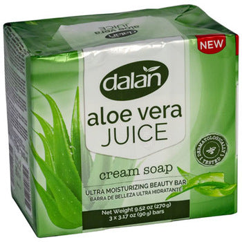 Dalan Aloe Vera Juice Cream Bar Soap, 3 Pack