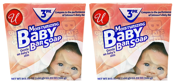 Moisturizing Baby Bar Soap (Compare to Johnson's Baby Bar), 3 Pack (Pack of 2)
