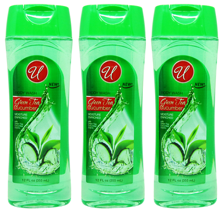 Green Tea Cucumber Scents Body Wash, 12oz (Pack of 3)