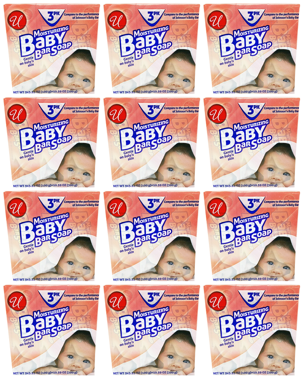 Moisturizing Baby Bar Soap (Compare to Johnson's Baby Bar), 3 Pack (Pack of 12)