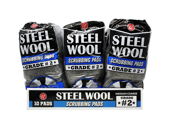 Steel Wood Scrubbing Pads Grade 2, 10 pads (1-ct)