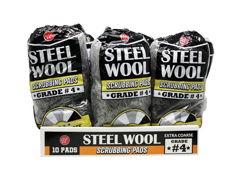 Steel Wood Scrubbing Pads Grade 4, 10 pads (1-ct)