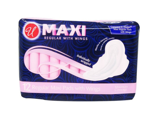 Maxi Regular Maxi Pads With Wings, 12 ct.