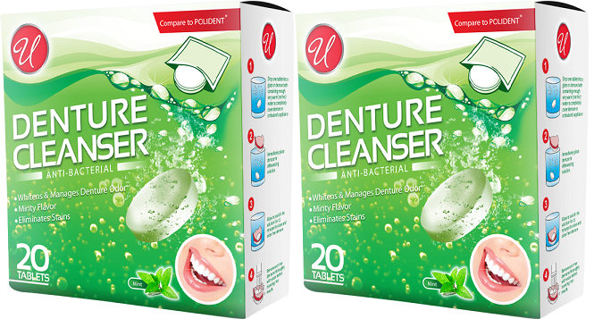 Anti-Bacterial Denture Cleanser, 20 Tablets (Pack of 2)