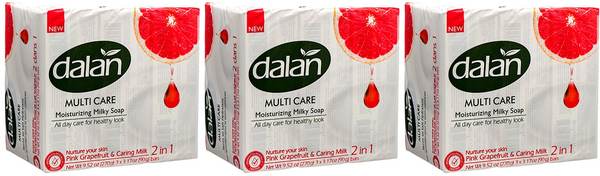 Dalan MultiCare Pink Grapefruit & Caring Milk Bar Soap, 3-Pack (Pack of 3)
