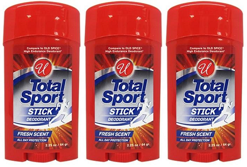 Total Sport Stick Deodorant Fresh Scent, 2.25 oz (Pack of 3)
