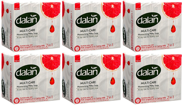 Dalan MultiCare Pink Grapefruit & Caring Milk Bar Soap, 3-Pack (Pack of 6)