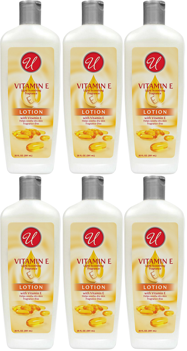 Vitamin E Light Soothing Fragrance Lotion, 20 fl oz. (Pack of 6)
