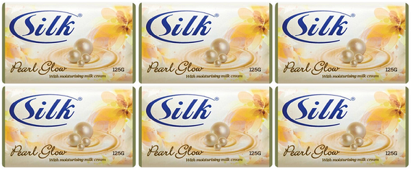 Silk Pearl Glow Moisturizing Milk Cream Beauty Bar Soap, 3 Pack (Pack of 6)