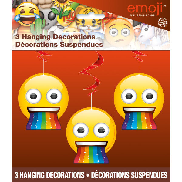 Rainbow Fun Emoji Hanging Swirl Decorations, 26", 3ct