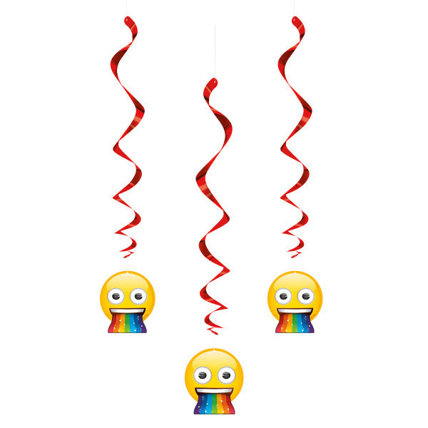 Rainbow Fun Emoji Hanging Swirl Decorations, 26", 3ct