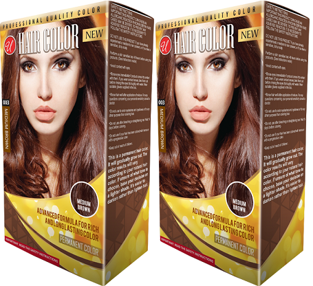 Medium Brown Permanent Hair Color / Hair Dye (Pack of 2)