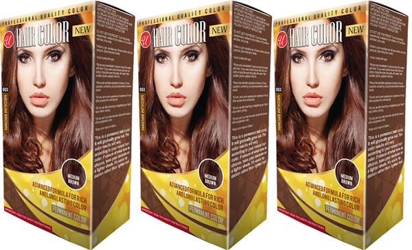 Medium Brown Permanent Hair Color / Hair Dye (Pack of 3)