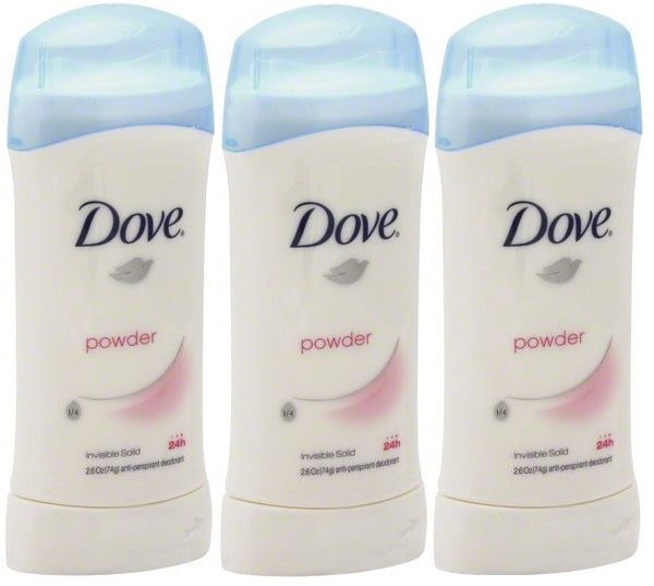 Dove Powder Invisible Solid Anti-Perspirant Deodorant, 2.6 oz. (Pack of 3)