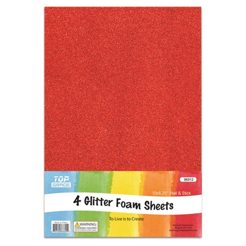 Glitter Foam Sheets Red, 4 ct.