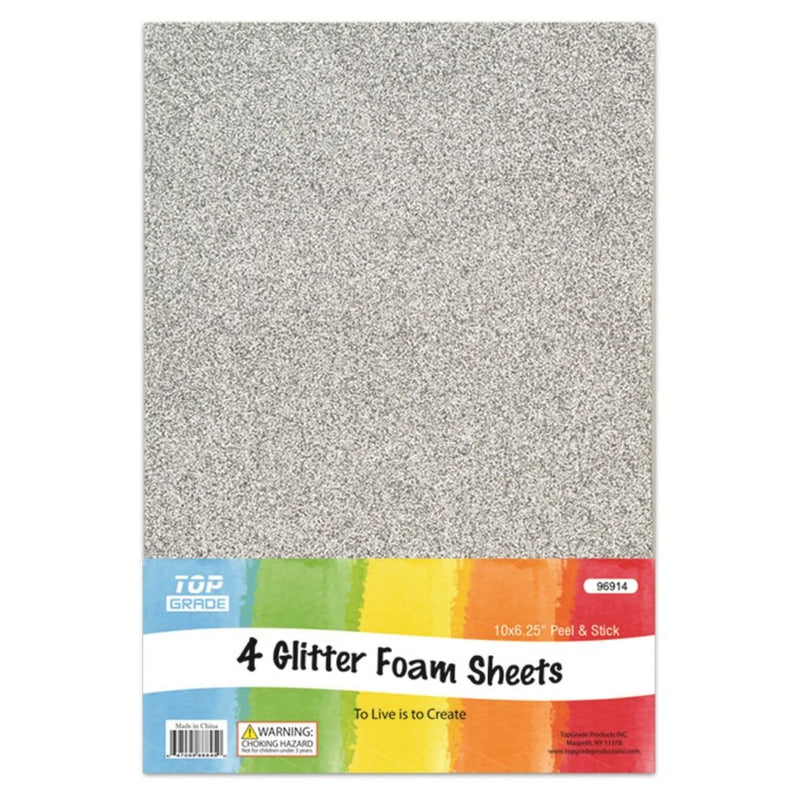 Glitter Foam Sheets Silver, 4 ct.