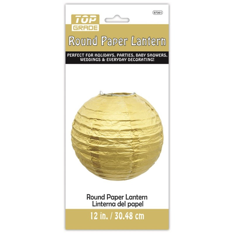 Gold Round Paper Lantern 12", 1 ct.