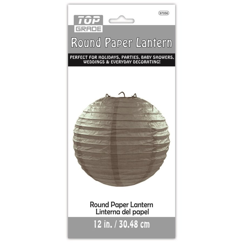 Grey Round Paper Lantern 12", 1 ct.
