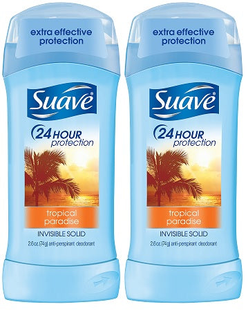 Suave Tropical Paradise Invisible Solid Deodorant, 2.6 oz. (Pack of 2)