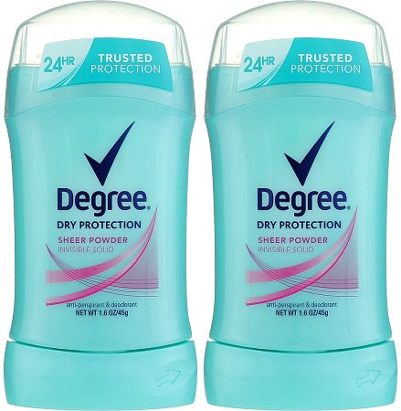 Degree Dry Protection Sheer Powder Invisible Solid Deodorant, 1.6 oz (Pack of 2)