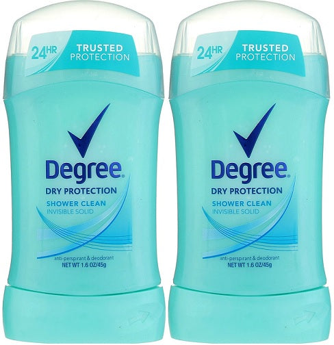 Degree Dry Protection Shower Clean Invisible Solid Deodorant, 1.6 oz (Pack of 2)