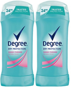 Degree Dry Protection Sheer Powder Invisible Solid Deodorant, 2.6 oz (Pack of 2)