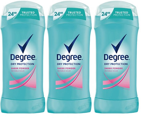 Degree Dry Protection Sheer Powder Invisible Solid Deodorant, 2.6 oz (Pack of 3)
