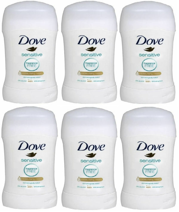 Dove Sensitive Fragrance Free Anti-Perspirant Deodorant, 40 ml (Pack of 6)