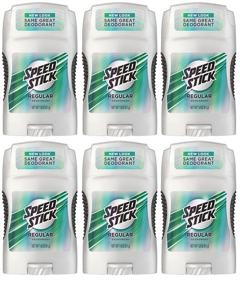 Speed Stick Regular Deodorant 24 Hour Protection, 1.8 oz. (Pack of 6)